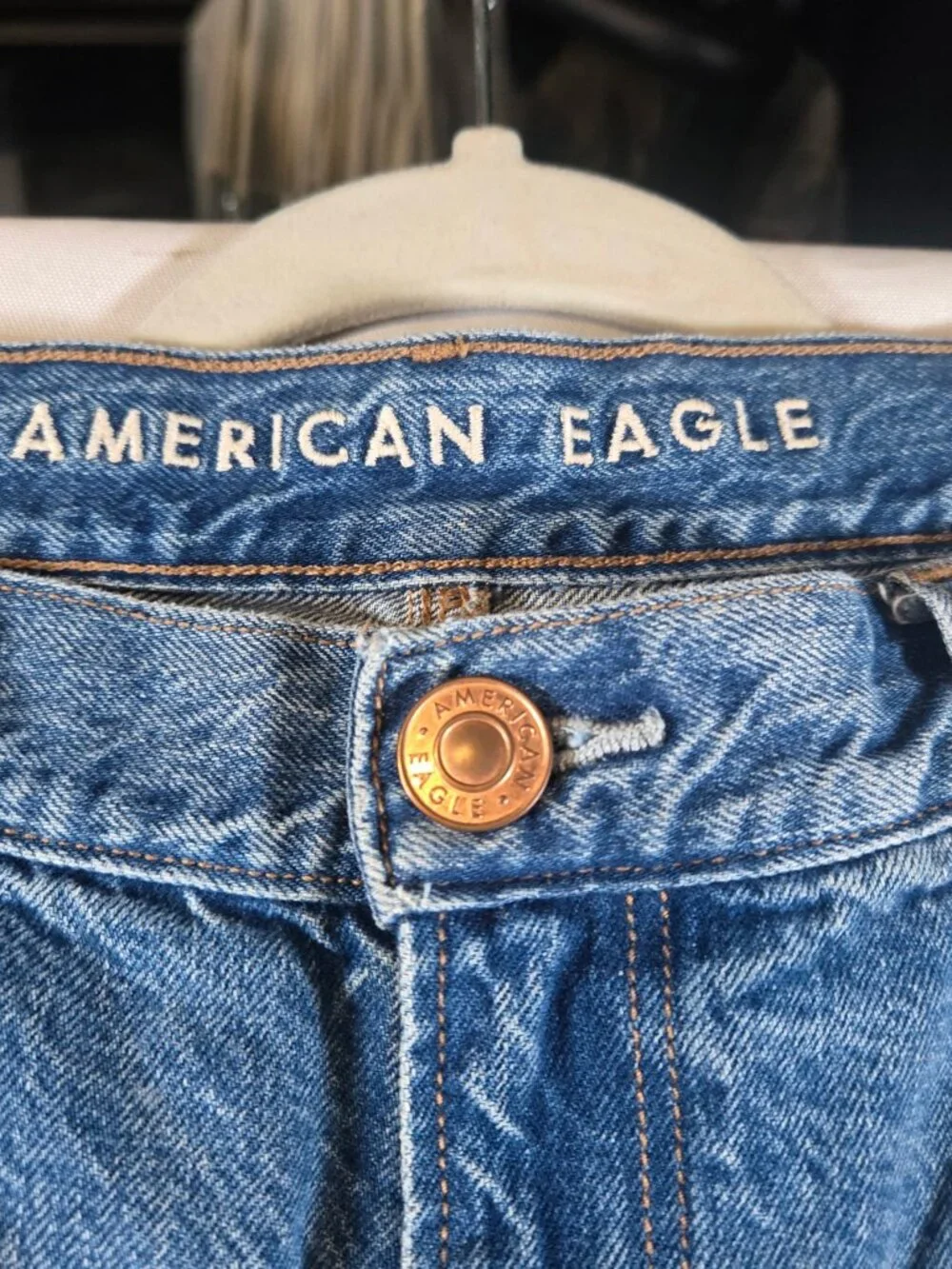 American Eagle Women’s 90s Slim Boyfriend Jeans Size 10 Regular Distressed Blue
